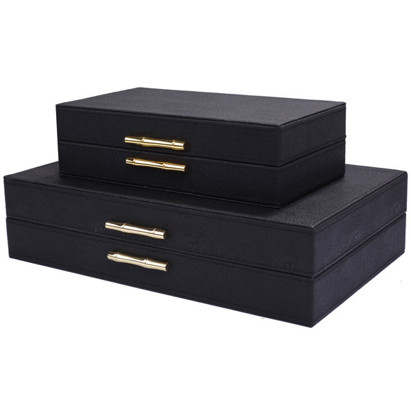 Mercer41 2 Piece Handmade Faux Leather Decorative Box Set & Reviews Wayfair